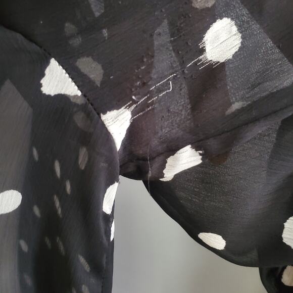 Tops Black & White Polka Dot Sheer Mock Turtleneck Top 4 - Picture 9 of 10